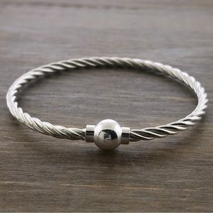 Cape Cod bracelet; Silver twist band and silver ball